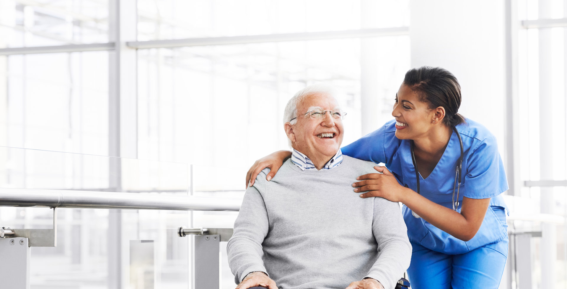 elderly couple smiling