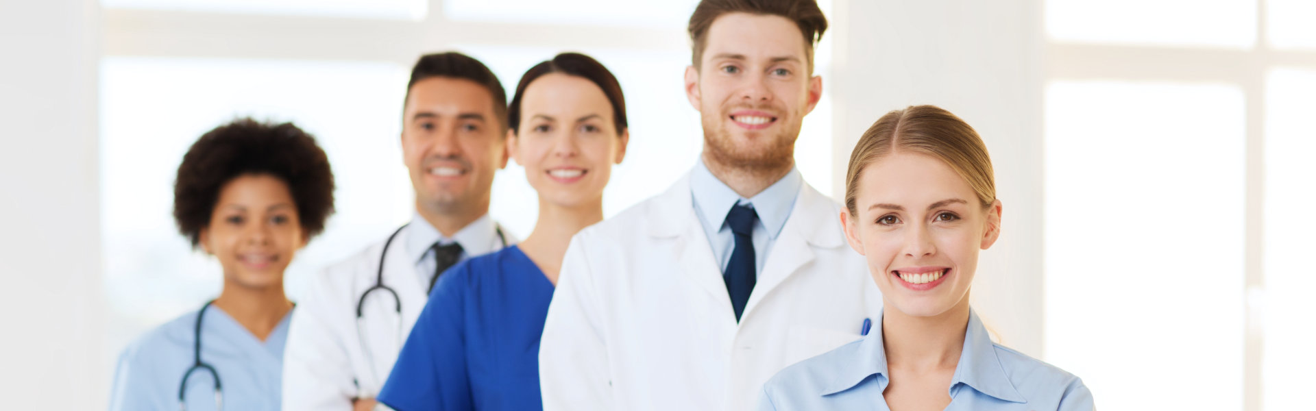 health care professionals lining up